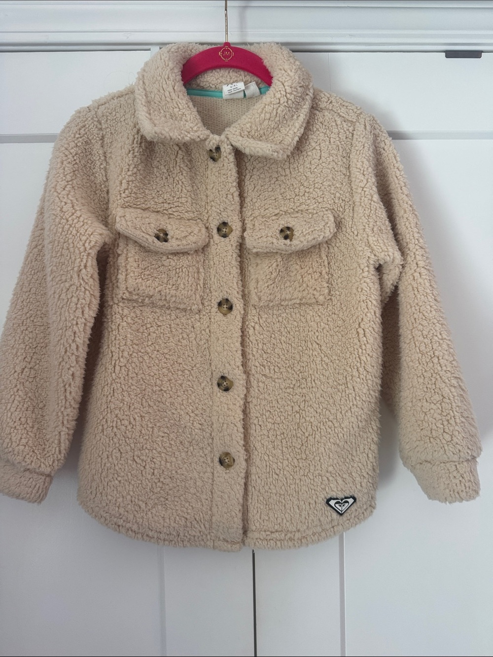 Roxy Kids' Cream Sherpa Button-Up Coat